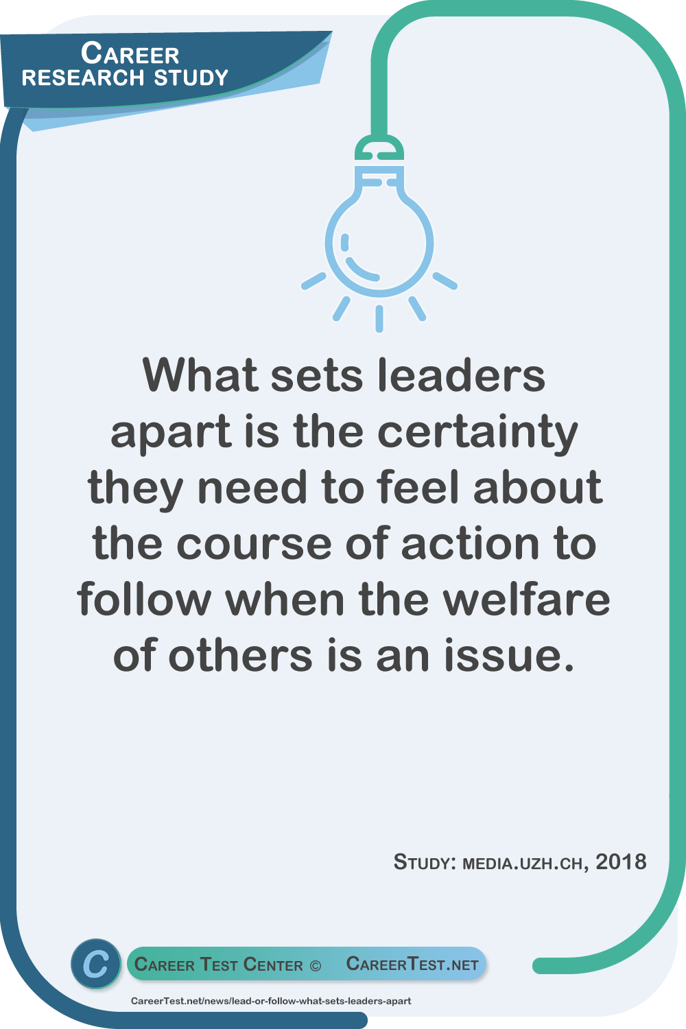 What sets leaders apart is the certainty they need to feel about the course of action to follow when the welfare of others is an issue. Study: media.uzh.ch, 2018